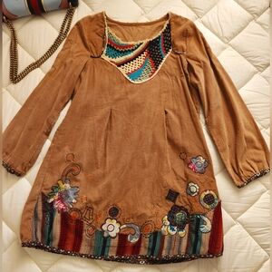 Bohemian Embroidered Tunic Dress